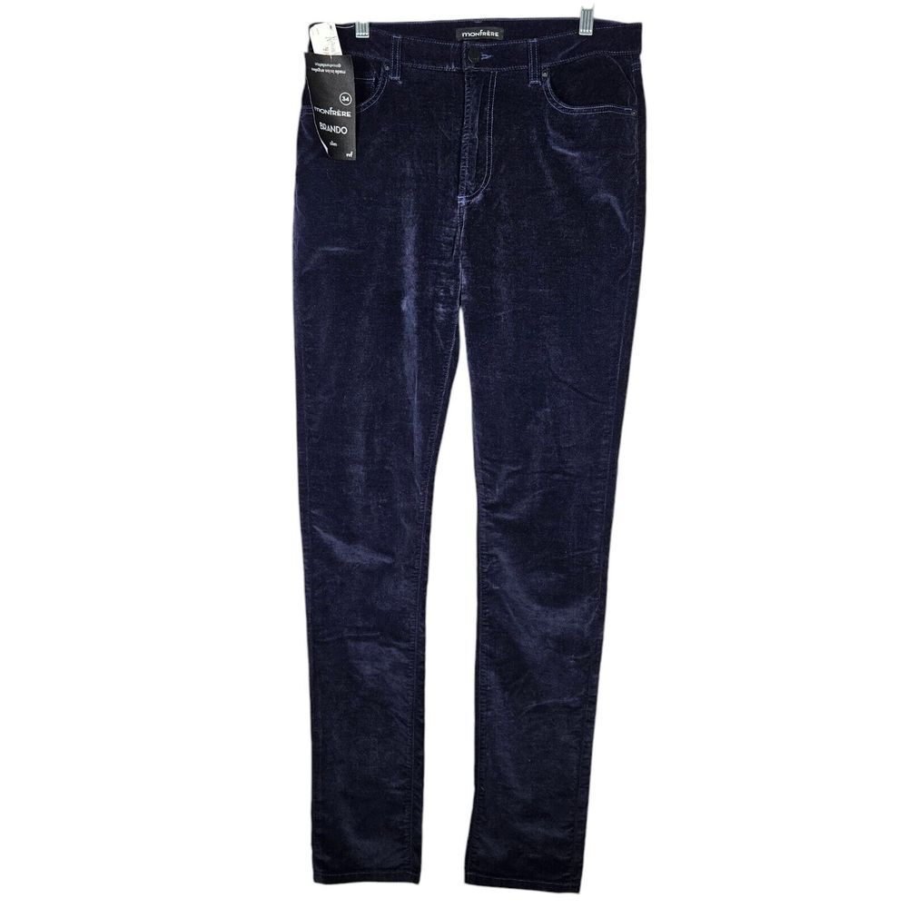 Monfrere Pants Mens 34x34 Brando Slim Fit Navy Altatic Velvet Jeans Made USA NEW